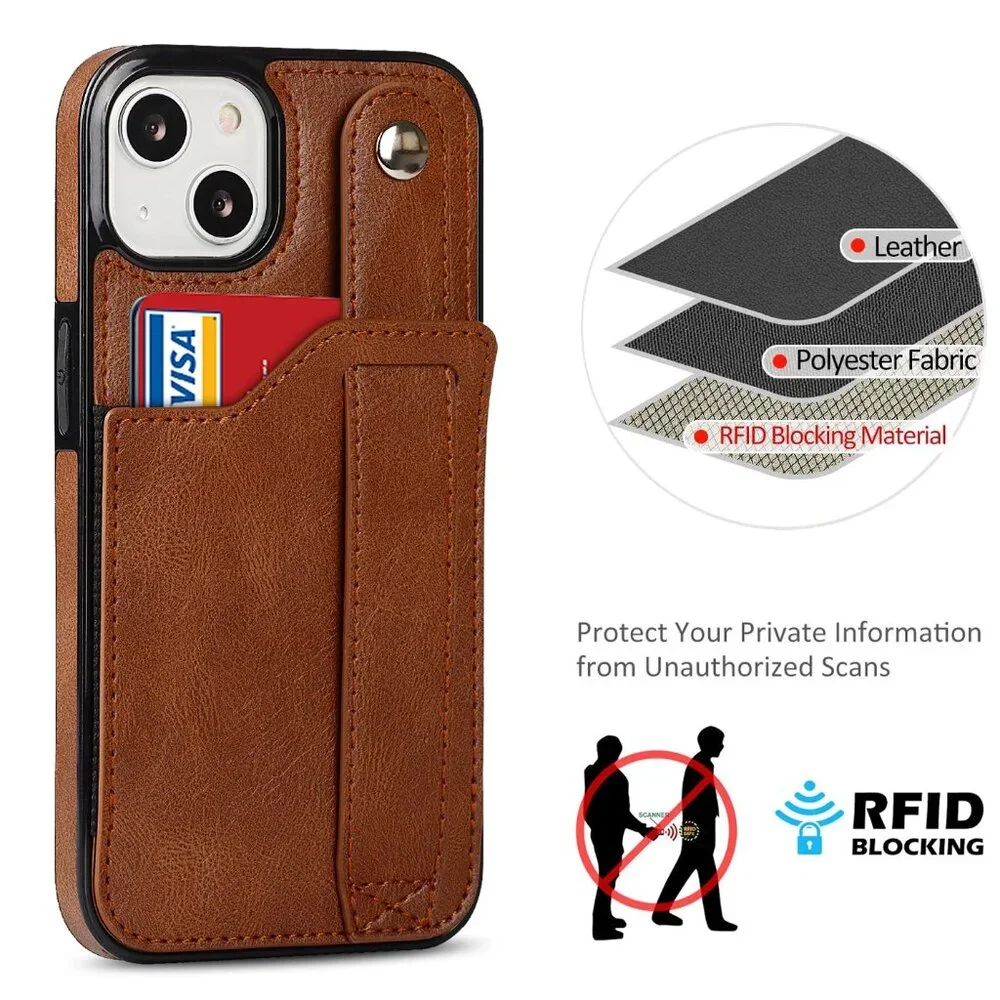iPhone 13 mini PU Leather Wallet Case with Card Slot | Magnetic Clasp | Kick